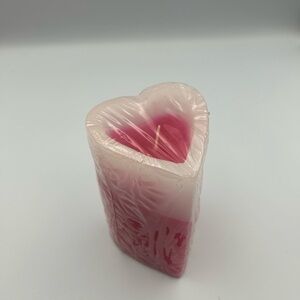 *New* Heart-Shaped Pink and White Candle